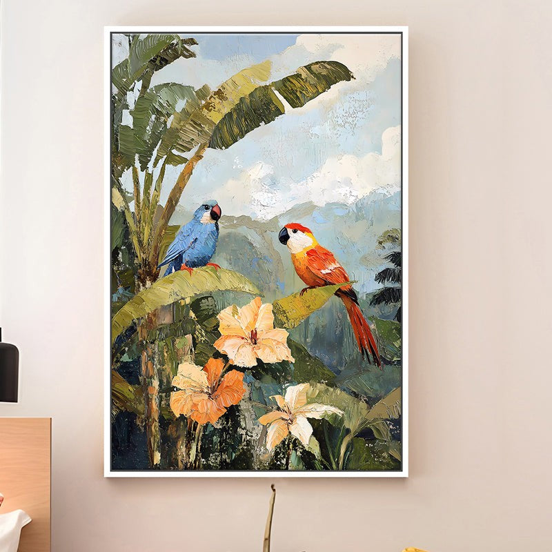 Tropical Bird Canvas Wall Painting With Frame media 2