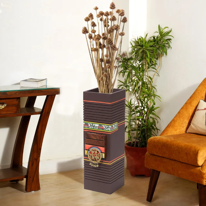 Moses Wood Planter With Brass Motif media 3