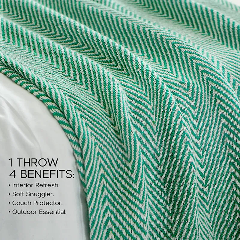 Cozy Chevron Geometric Throw - Green media 3