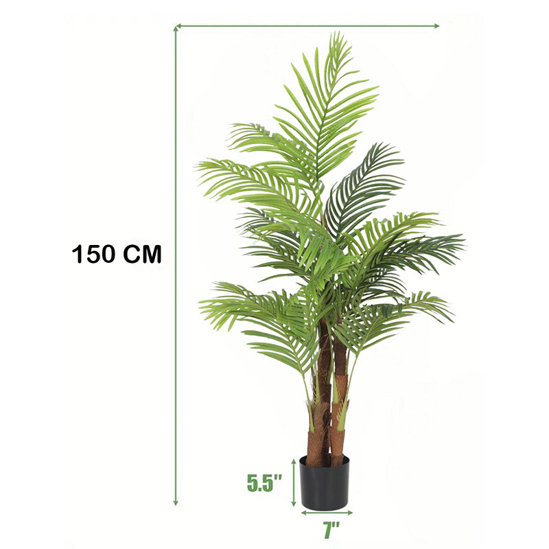 Palmine Artificial Areca Palm With Black Plastic Pot - 5 Feet media 6