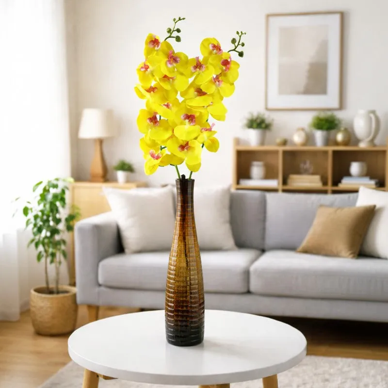 Auraflora Plastic Artificial Flower (Yellow) - Set Of Two media 3