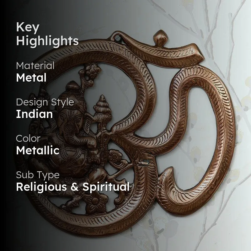 Om Ganesha Spiritual Religious Metal Wall Accent media 2