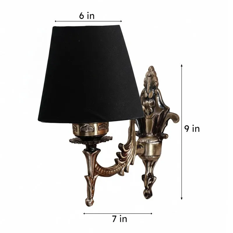 Vintage Conical Fabric & Metal Wall Lamp - Black media 5