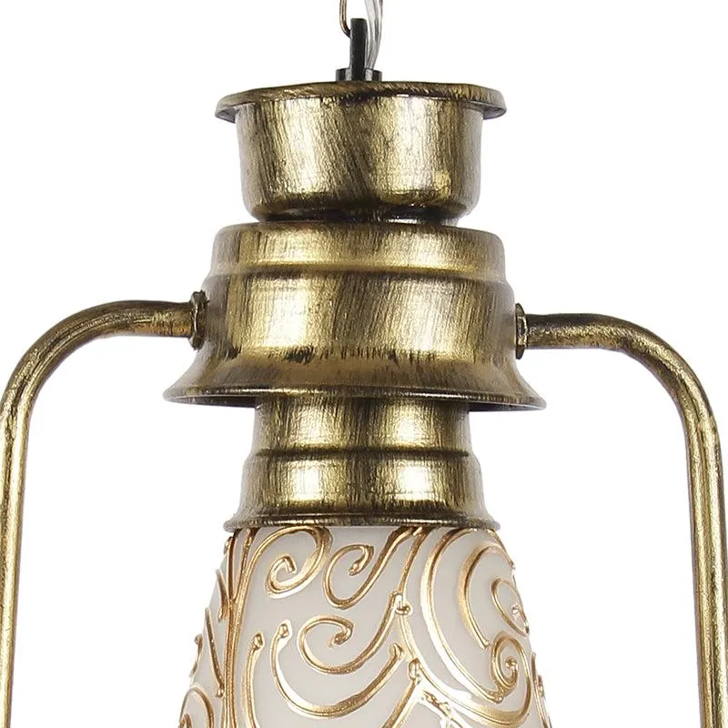 Saagar Mosaic Lantern Glass Ceiling Lamp - Gold media 3