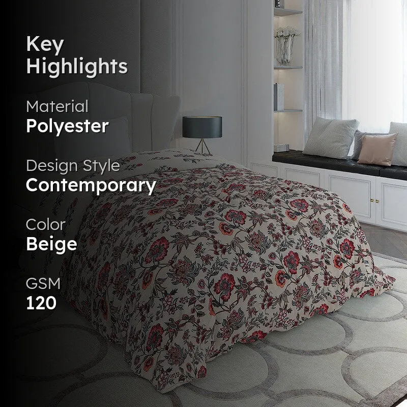 Monte Carlo Rosavyn Floral Polyester Reversible Comforter (Beige) - 120 GSM media 2