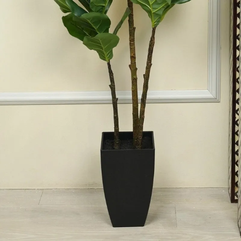 Artificial Fiddleleaf Plant With Long Black Fiber Pot - 3.9 Feet media 4