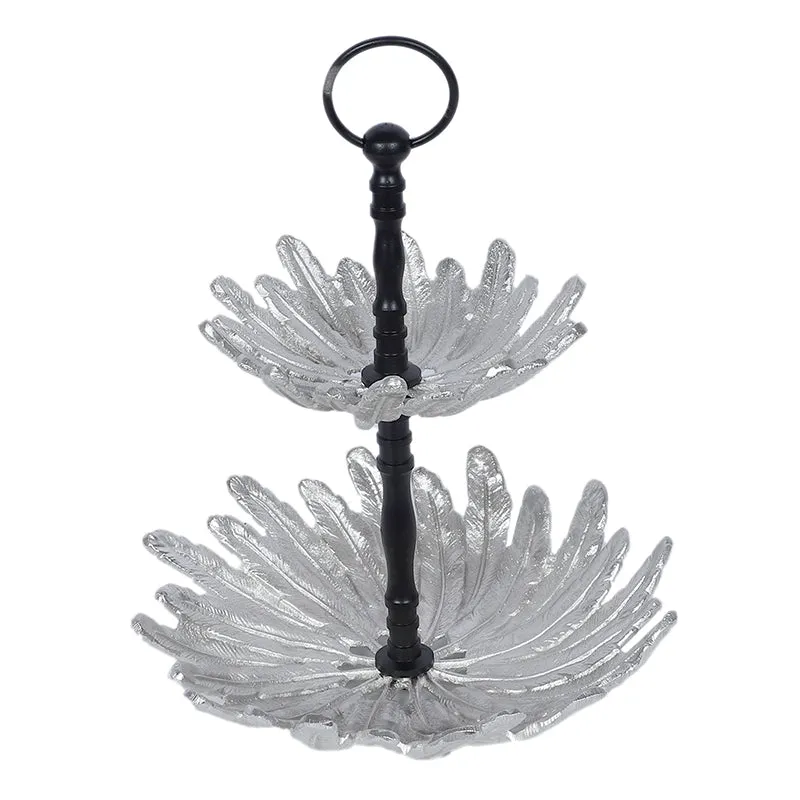 Silver Papri Tiered Aluminum Platter media 5