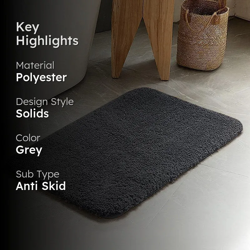Nautica Cashmere Step Solid Anti-Skid Bath Mat - Dark Grey media 2