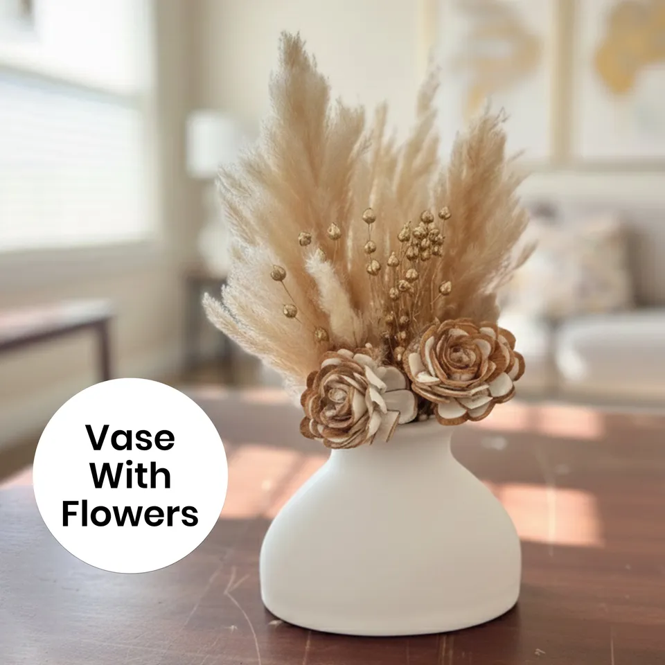 BloomAura Artificial Flowers with Vase - Brown media 10