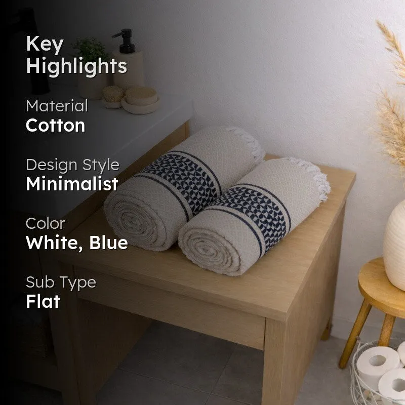 MosacStrip Cotton Hand & Bath Towel (Navy) - Set of Two media 2