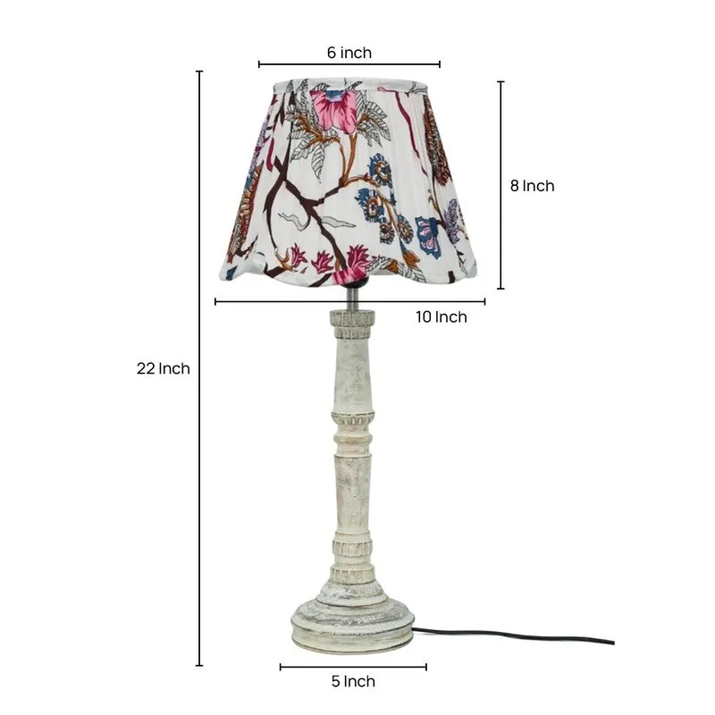Bloomcrest Wooden Base Cotton Table Lamp - Multicolor media 5