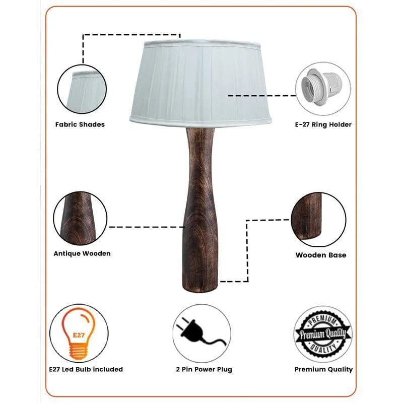 Harmony Glimpse Fabric Table Lamp With Pleated Shade - White,Brown media 5
