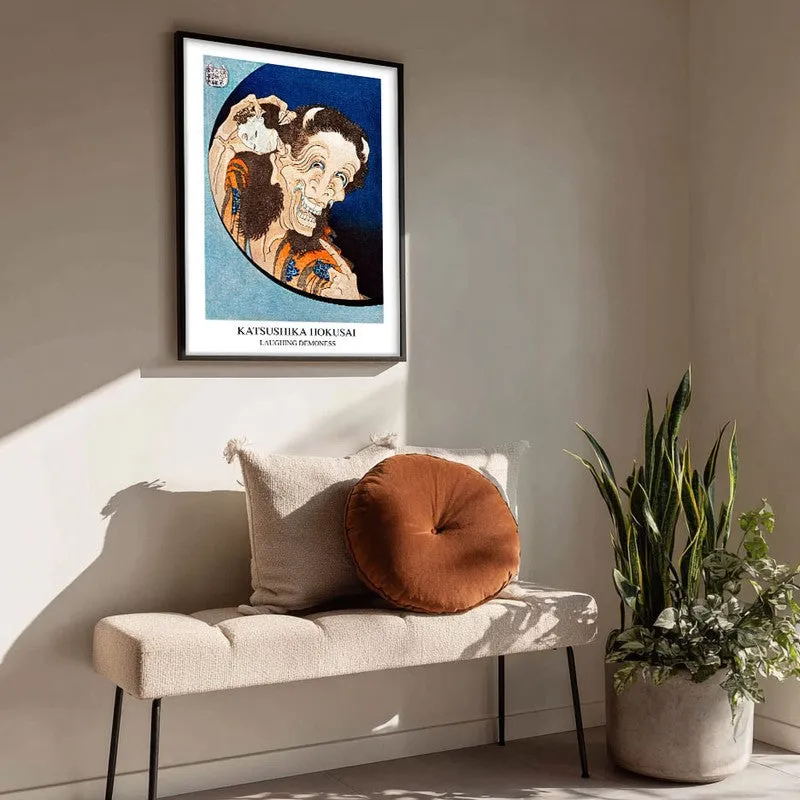 Laughing Demoness Katsushika Hokusai Archival Canvas Wall Painting - Black Frame media 4
