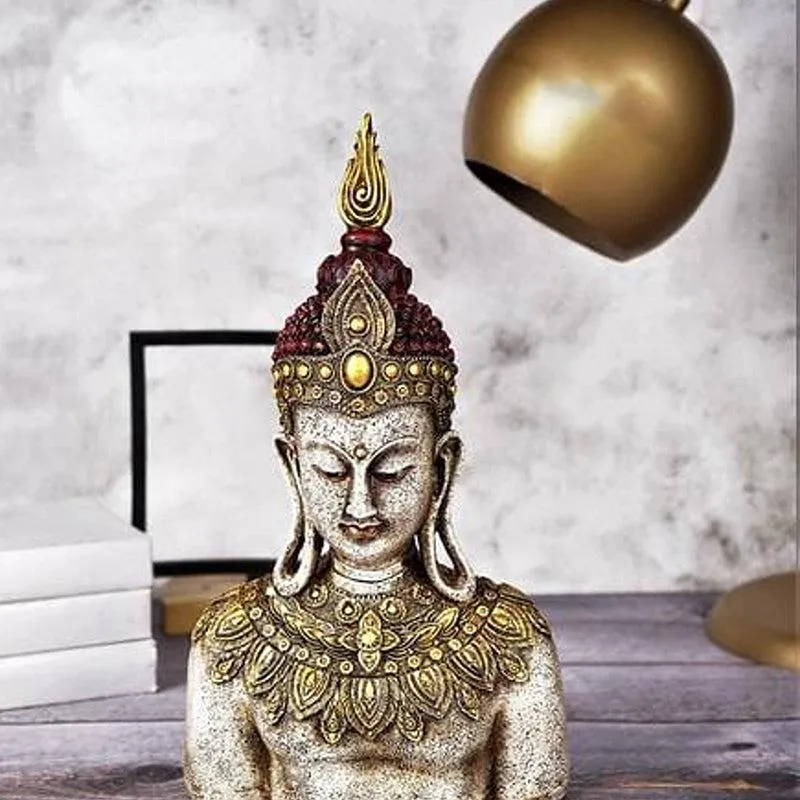 Jewelled Buddha Painted Resin Showpiece media 3