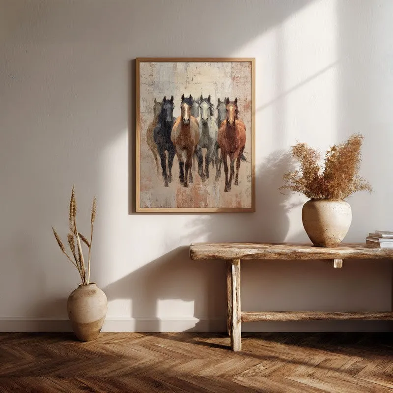 Spirit of the Wild Horse Wall Painting With Brown Frame media 7