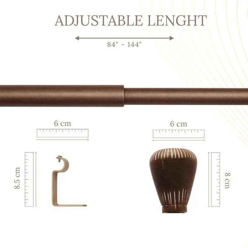 Stria Edge Extendable 1" Single Curtain Rods With Oval Finial & Brackets media 5