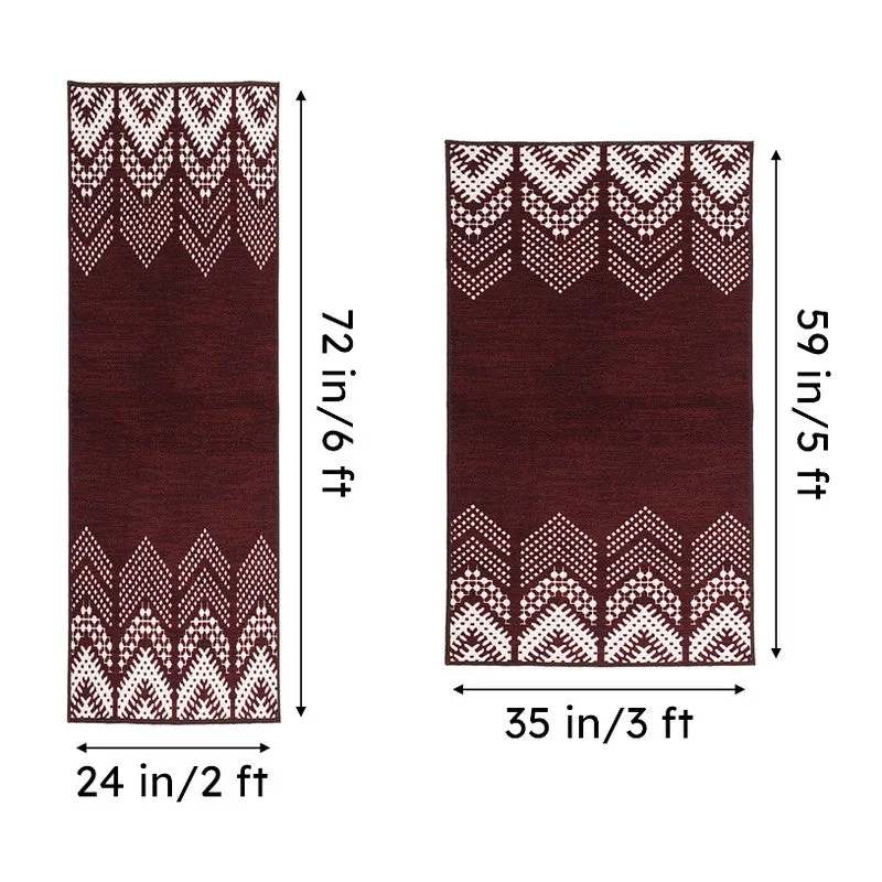 Deep Chevrons Anti-Skid Carpet - Maroon media 7