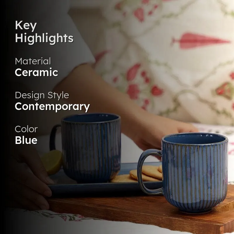 Cristie Ceramic Coffee Mug (320 mL Each/Cobalt) - Set of Two media 2