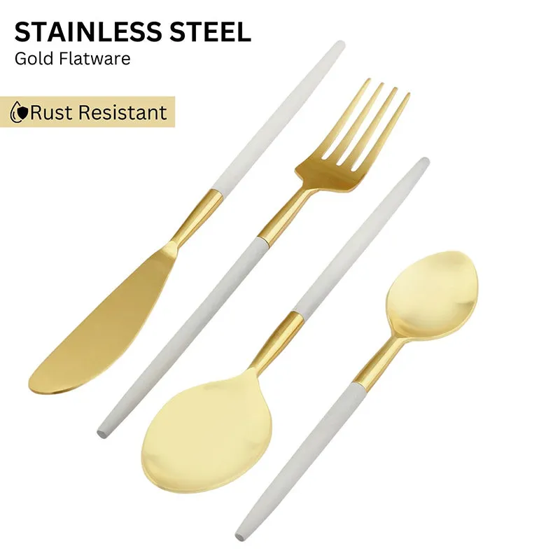 Stirling Cutlery Set (Gold & White) - Four Piece Set media 4