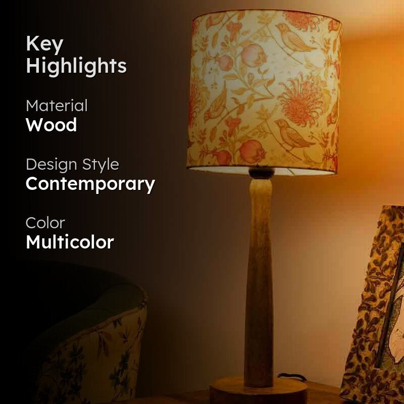 Nature's Symphony Wooden Table Lamp - Multicolor media 2