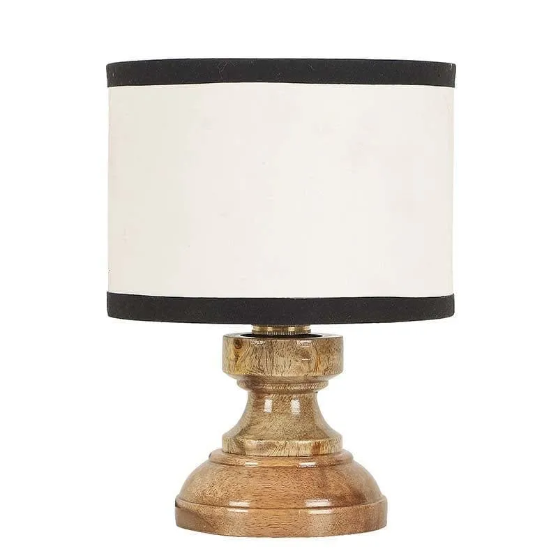 Striped Drum Fabric Table Lamp - Black,White media 4
