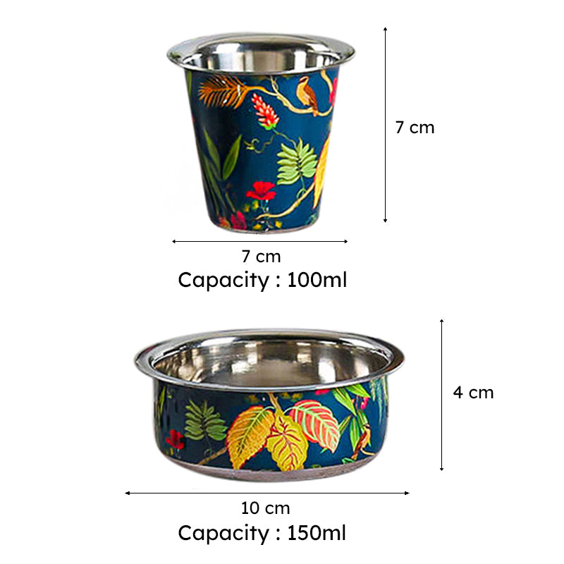 India Circus Flora Brass Dabara Set (100 mL/150 mL) - Eight Piece Set image 6