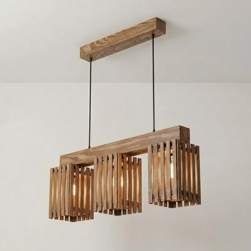 Tri Facet Wooden Ceiling Lamp - Brown media 5