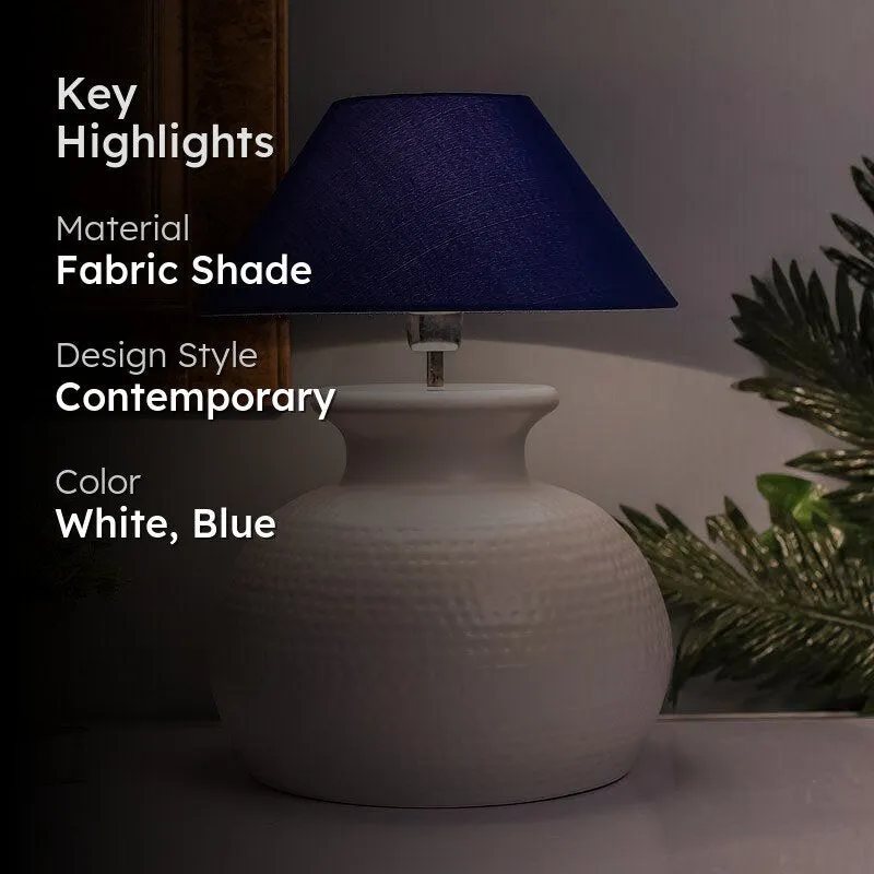 Gleam Quest Fabric Table Lamp - White,Blue media 2