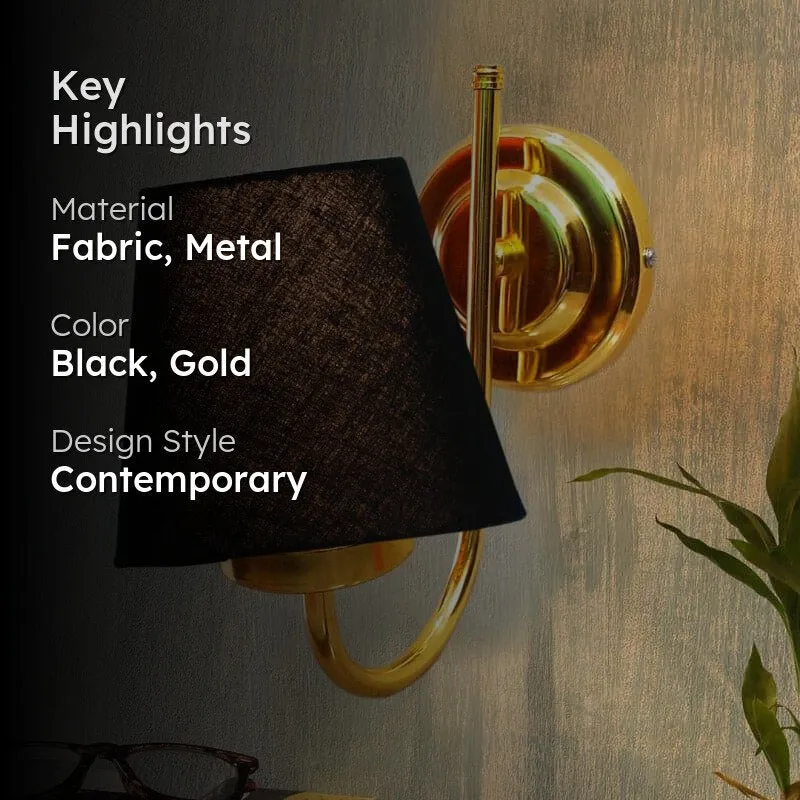 Galora Fabric & Metal Wall Lamp - Black media 2