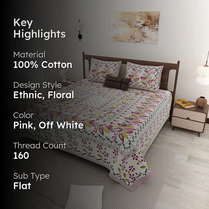 Aniditha Ethnic Cotton Bedsheet (Multicolor) - 160 TC media 2