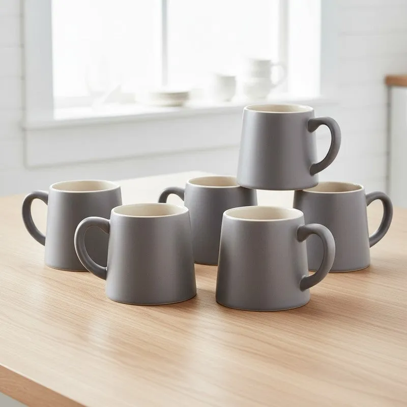 Aurelian Porcelain Tea Cup (200 mL Each) ,Grey) - Set Of Six media 1