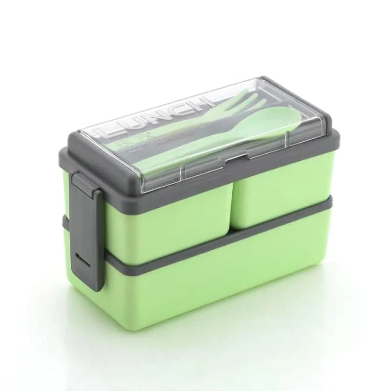 Double Deck Lunch Box With Cutlery (Mint) - Set Of Three media 3