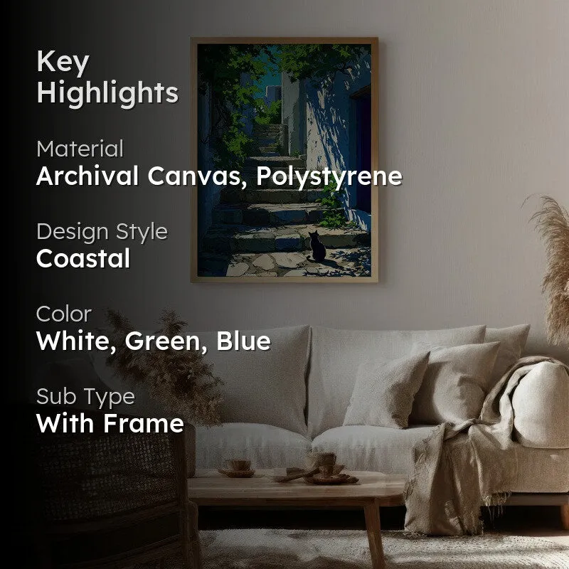 Old Town Canvas Wall Painting - Brown Frame media 2