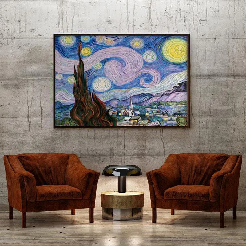 The Starry Night Remix II By Vincent Van Gogh - Black Frame media 4
