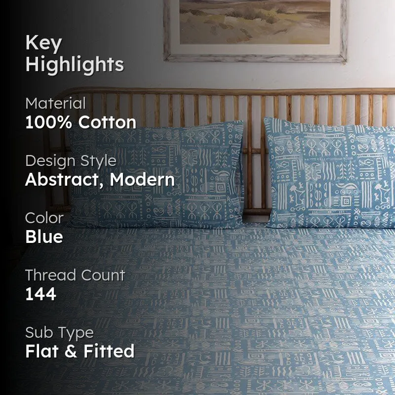 Gamathi Cotton Bedsheet (Blue) - 144 TC media 2