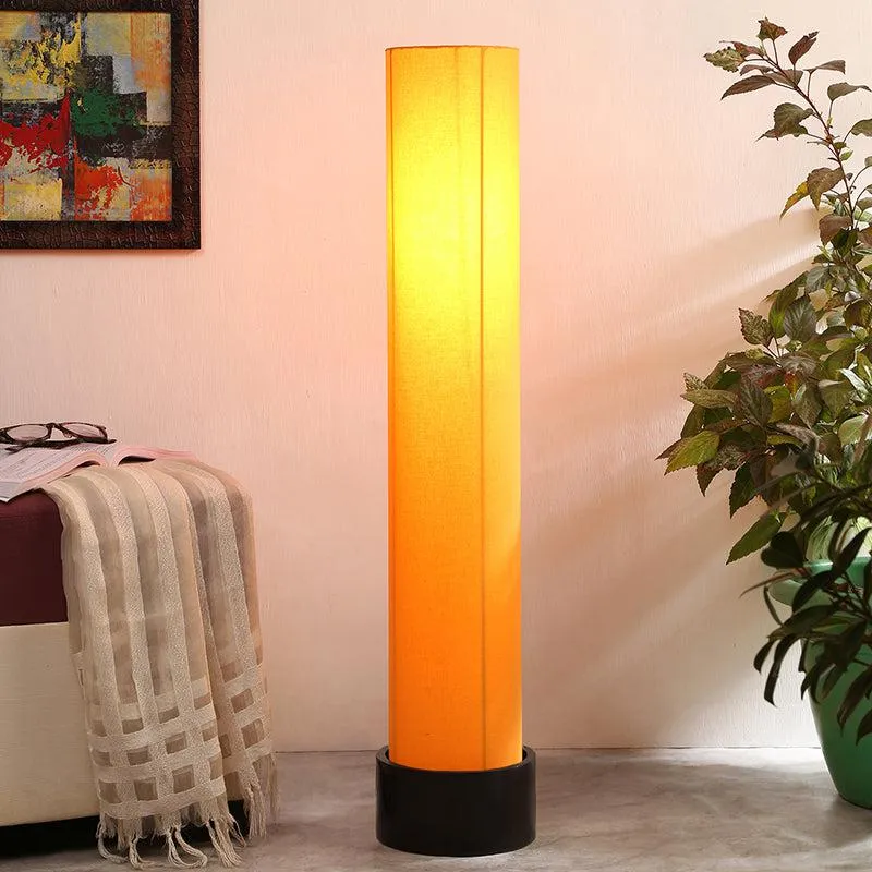 Neila Wooden Tower Floor Lamp - Yellow media 1