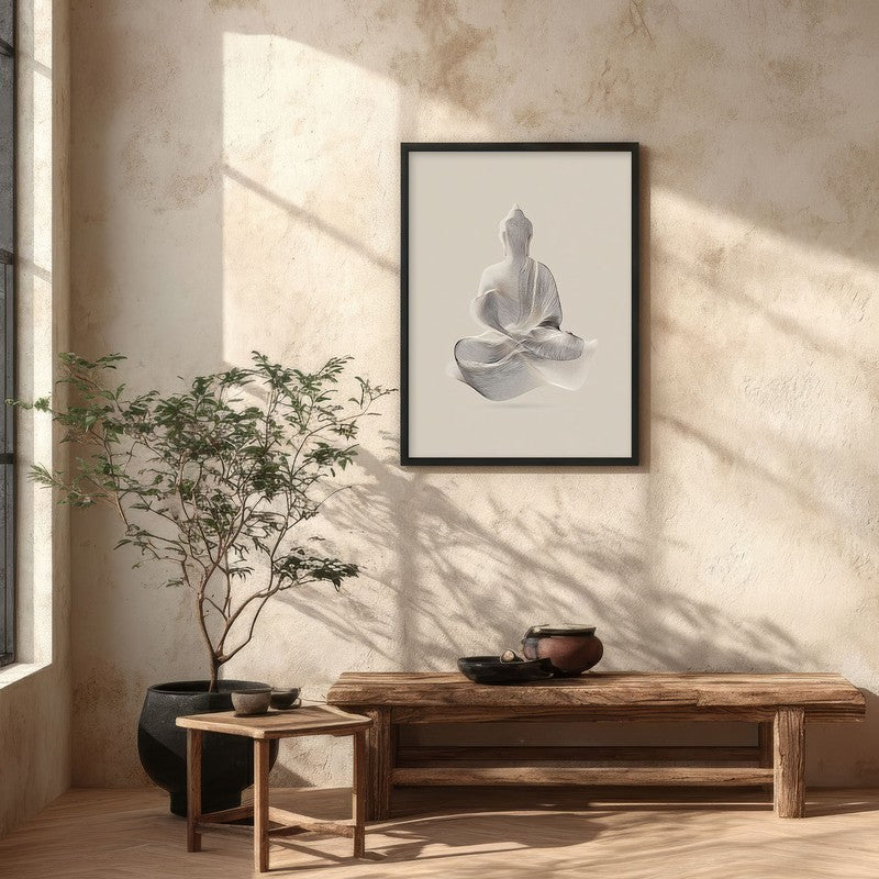 Tranquil Form of Buddha Wall Painting With Black Frame media 5