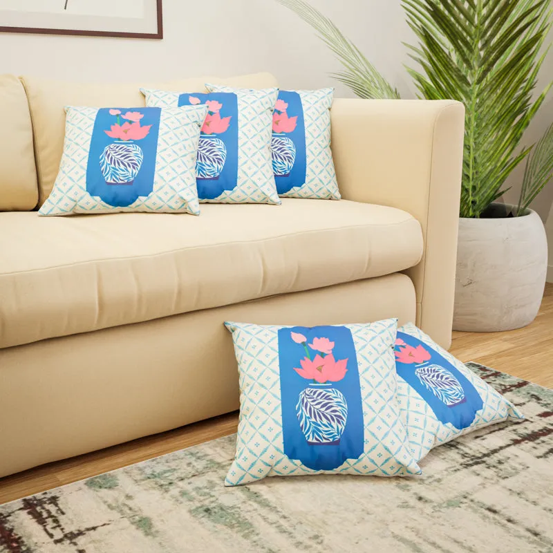 Indigo Pottery Cushion Cover - Set Of Five media 3