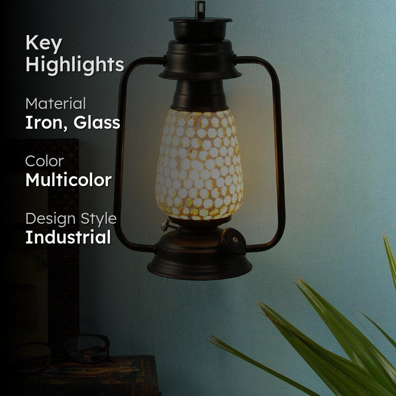 Navina Mosaic Lantern Iron Wall Lamp - Black media 2