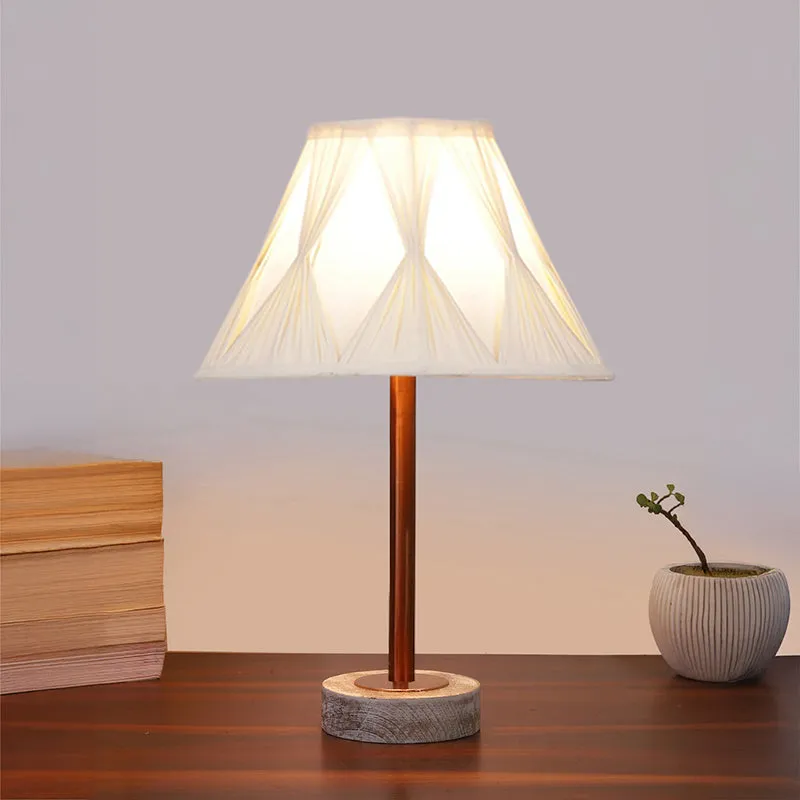 Pleatra Pinch Rodin Wooden Table Lamp - Ivory,Copper,White media 2