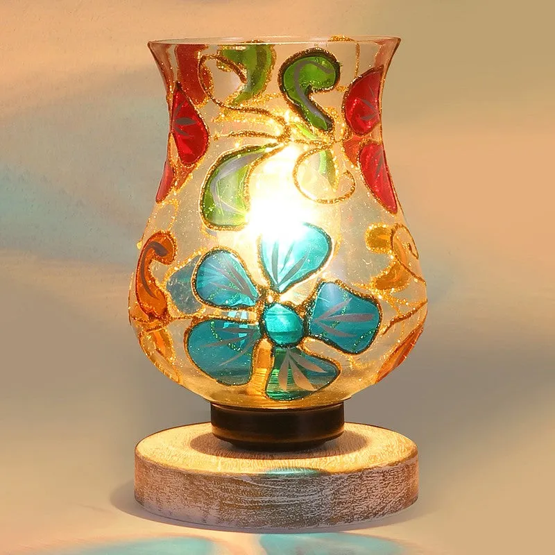 Twilight Mosaic Glass Table Lamp With Wooden Base - Multicolor media 6