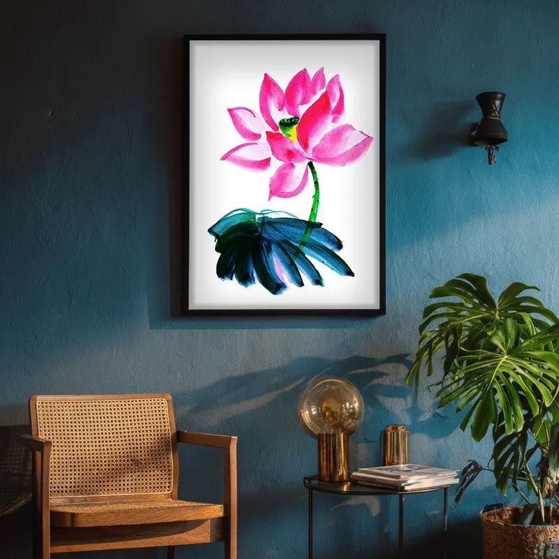 Pink Minimal Lotus Archival Paper Wall Art With Frame media 5