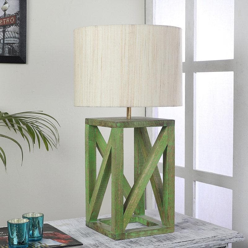 Budane Criss Cross Fabric Table Lamp - Beige,Green media 3