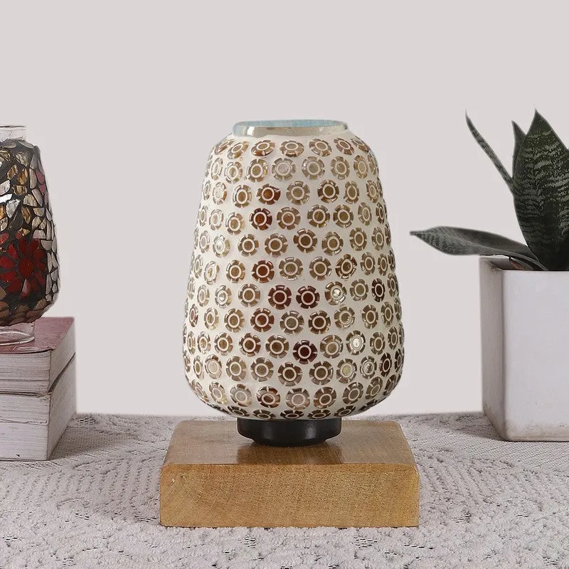 Grazia Glass Table Lamp With Wooden Base - Multicolor media 4