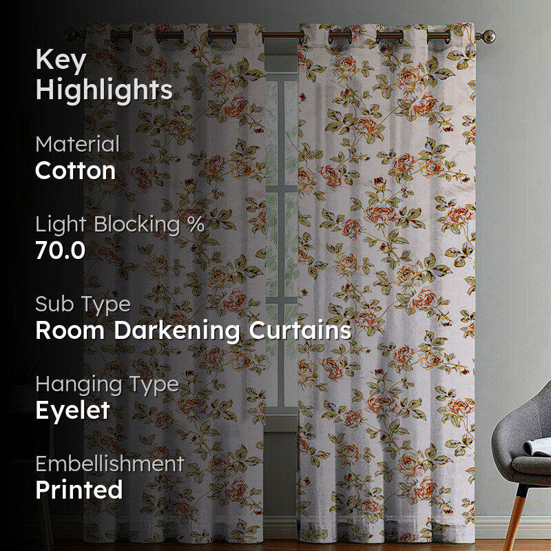 Giselle Floral Cotton Curtain - Set Of Two media 2