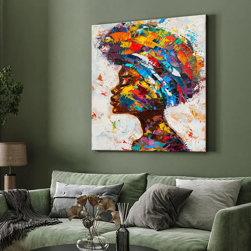 Colorful African Woman Wall Painting media 4