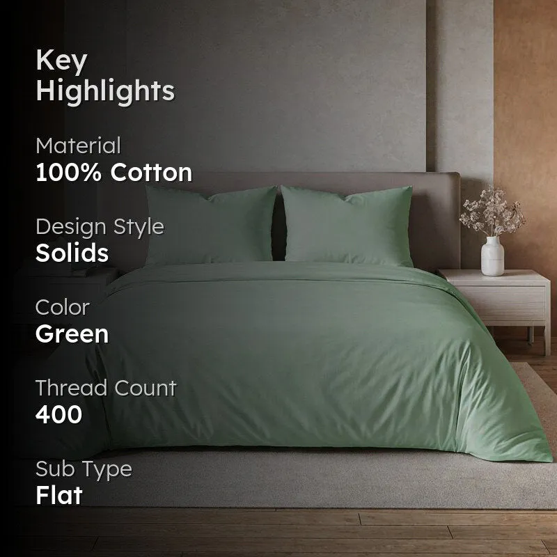 Moonweave Solid Cotton Bedsheet (Mint Green) - 400 TC media 2