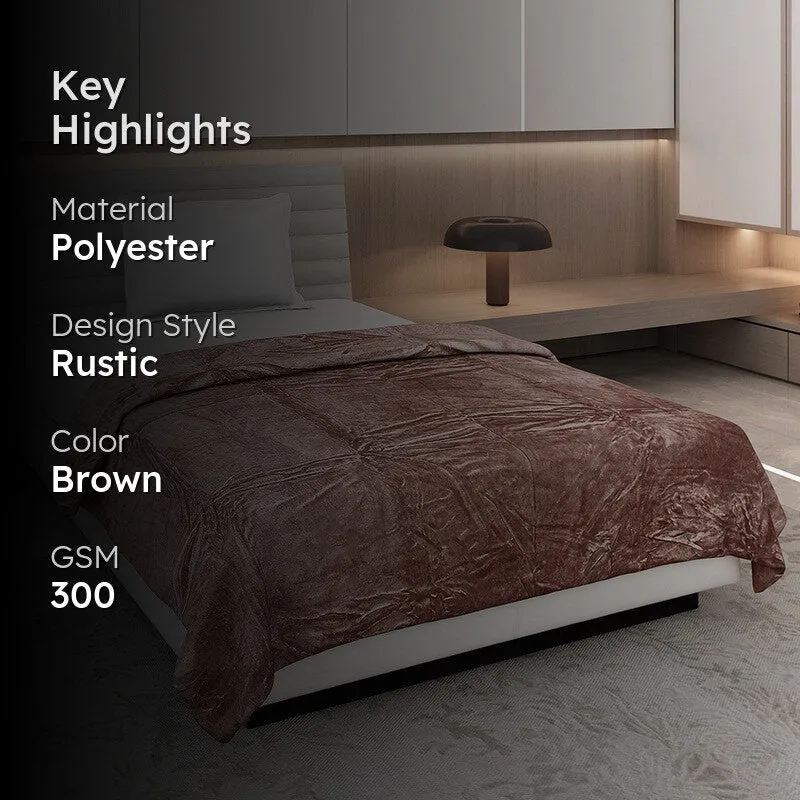 Monte Carlo Luxora Solid Polyester Blanket (Brown) - 300 GSM media 2