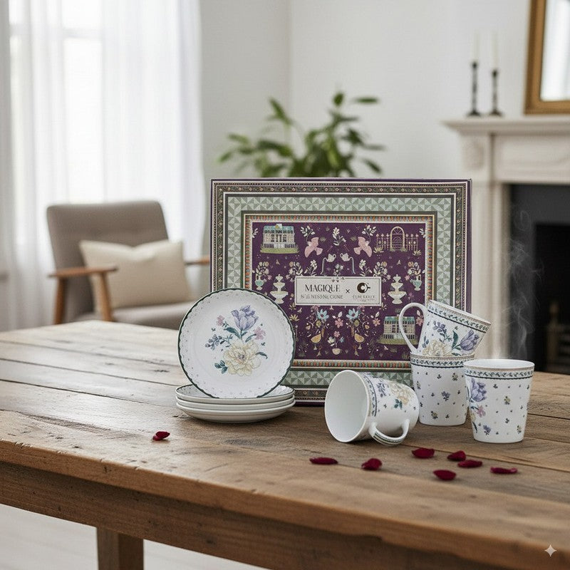 Magique by The Wishing Chair Emerald Ribbon Twilight Bloom Cups & Plates Giftbox - Eight Piece Set media 3