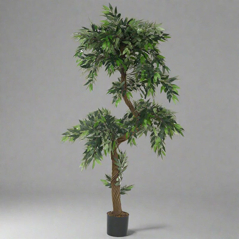 Faux Realtouch Green Eucalyptus Tree With Black Plastic Pot - 5.9 Feet media 3